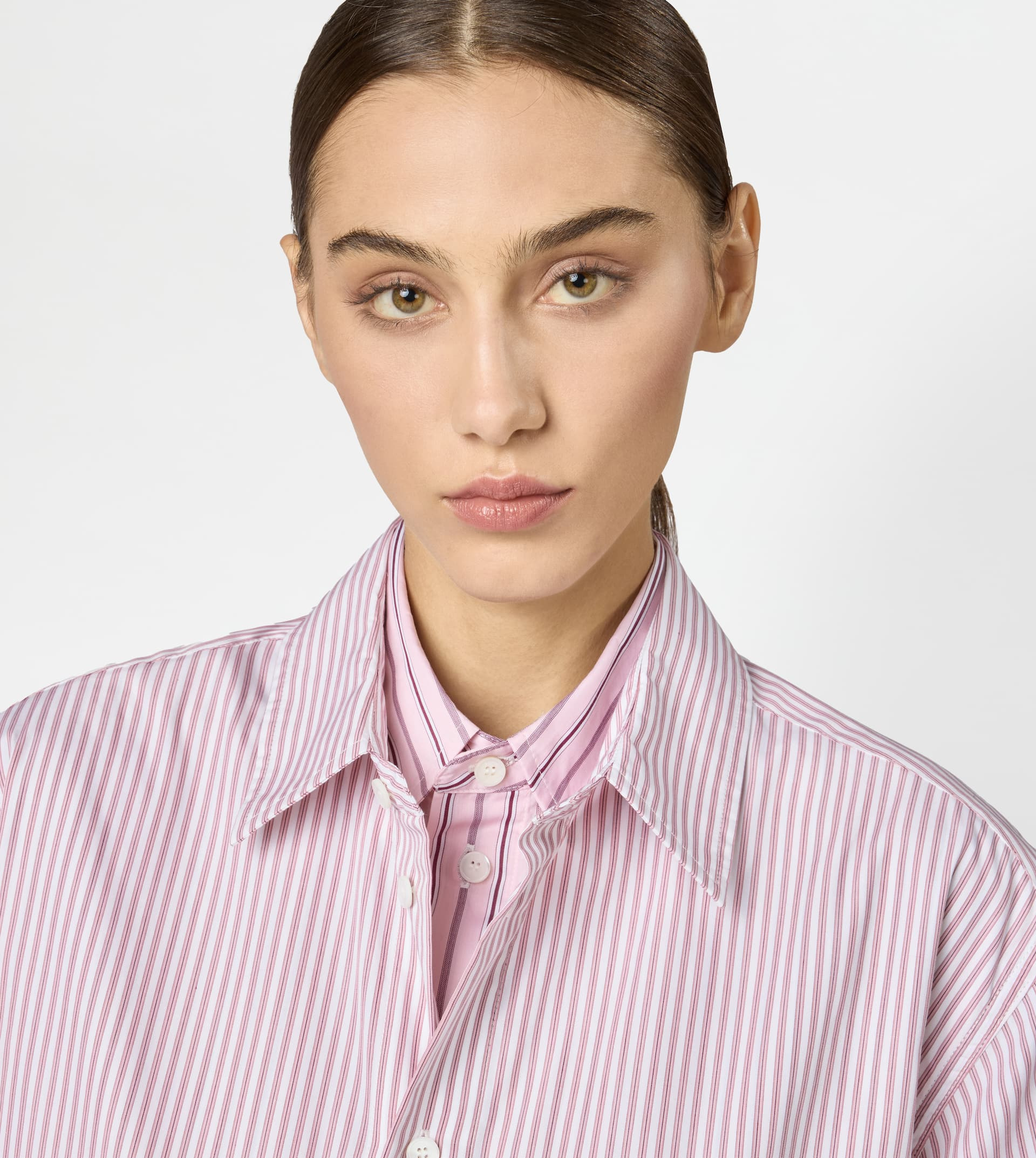 DOUBLE COLLAR SHIRT IN POPLIN - PINK, WHITE - 6