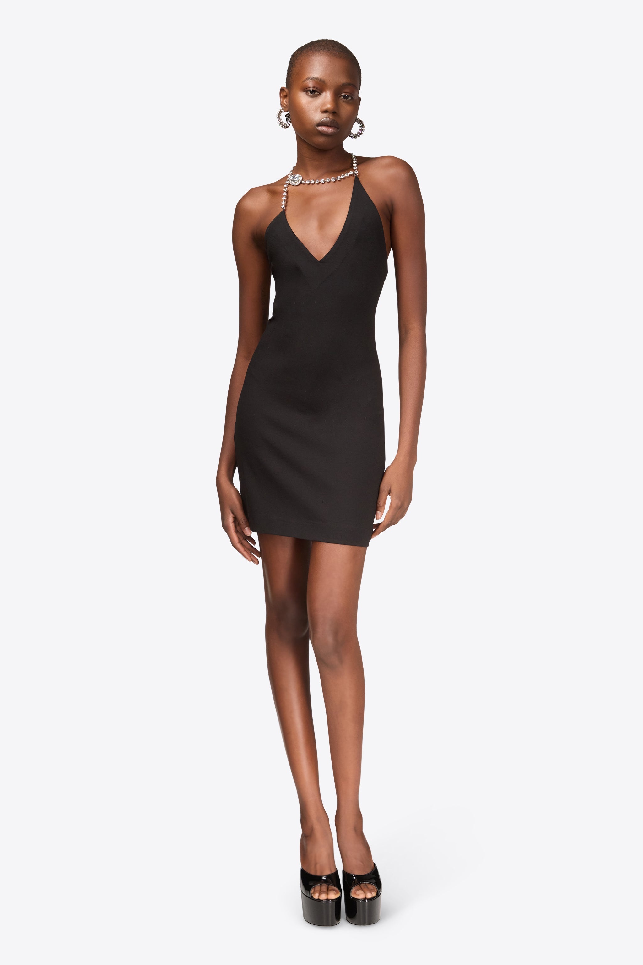 CRYSTAL HALTER MINI DRESS - 3
