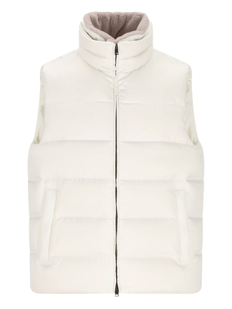 striped quilted down gilet 1