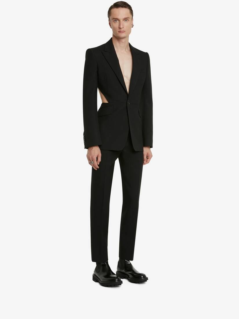 Men's Cut-out Tuxedo Jacket in Black - 3