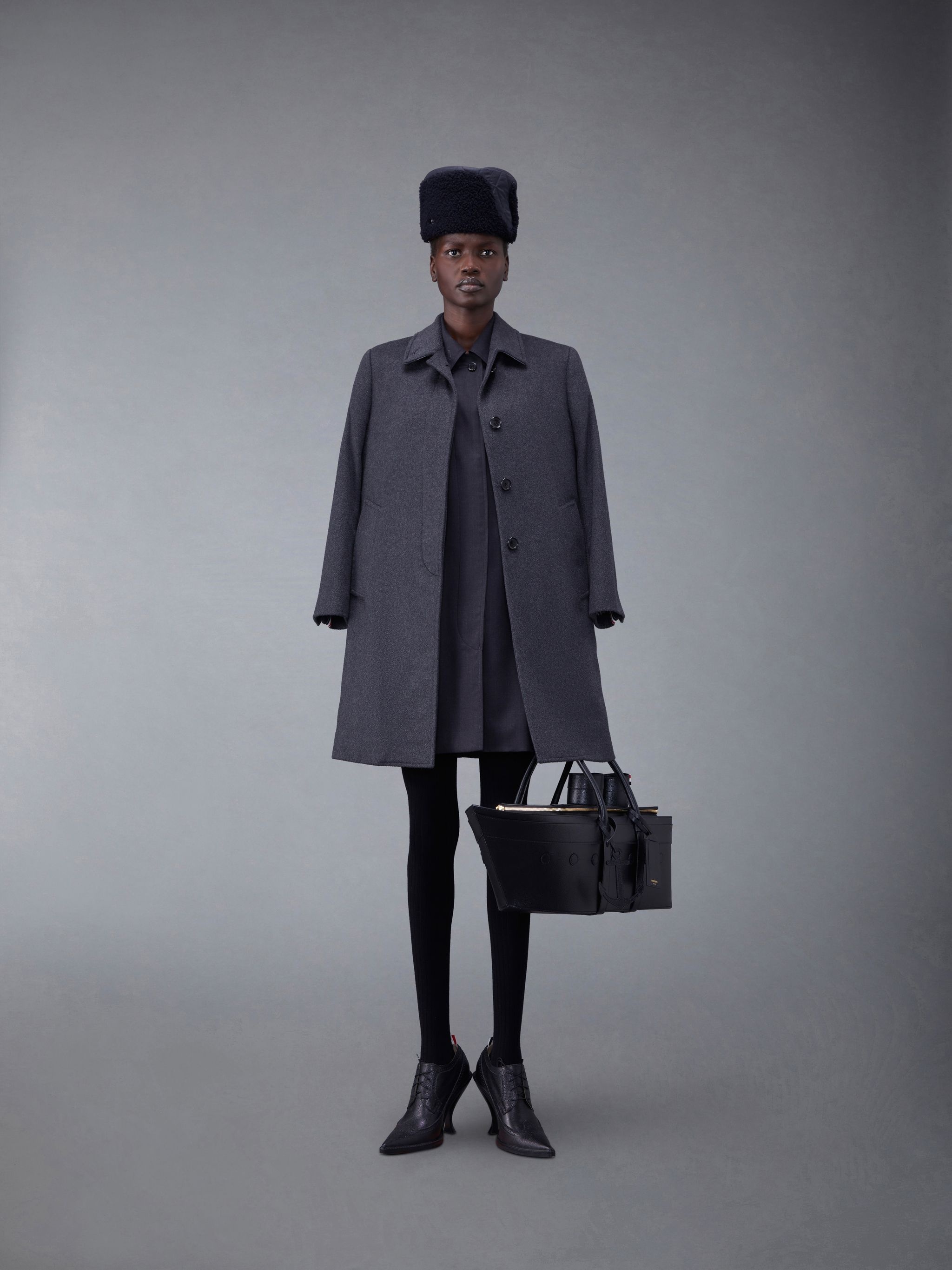 Super 120's Wool Twill Bal Collar Dress - 4