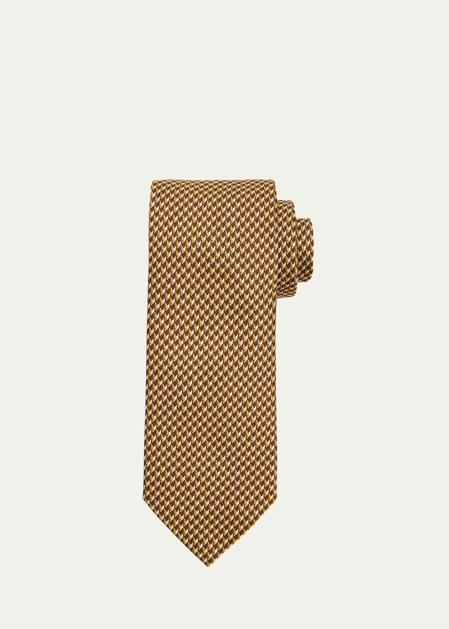 Men's Geometric Check Silk Tie - 1