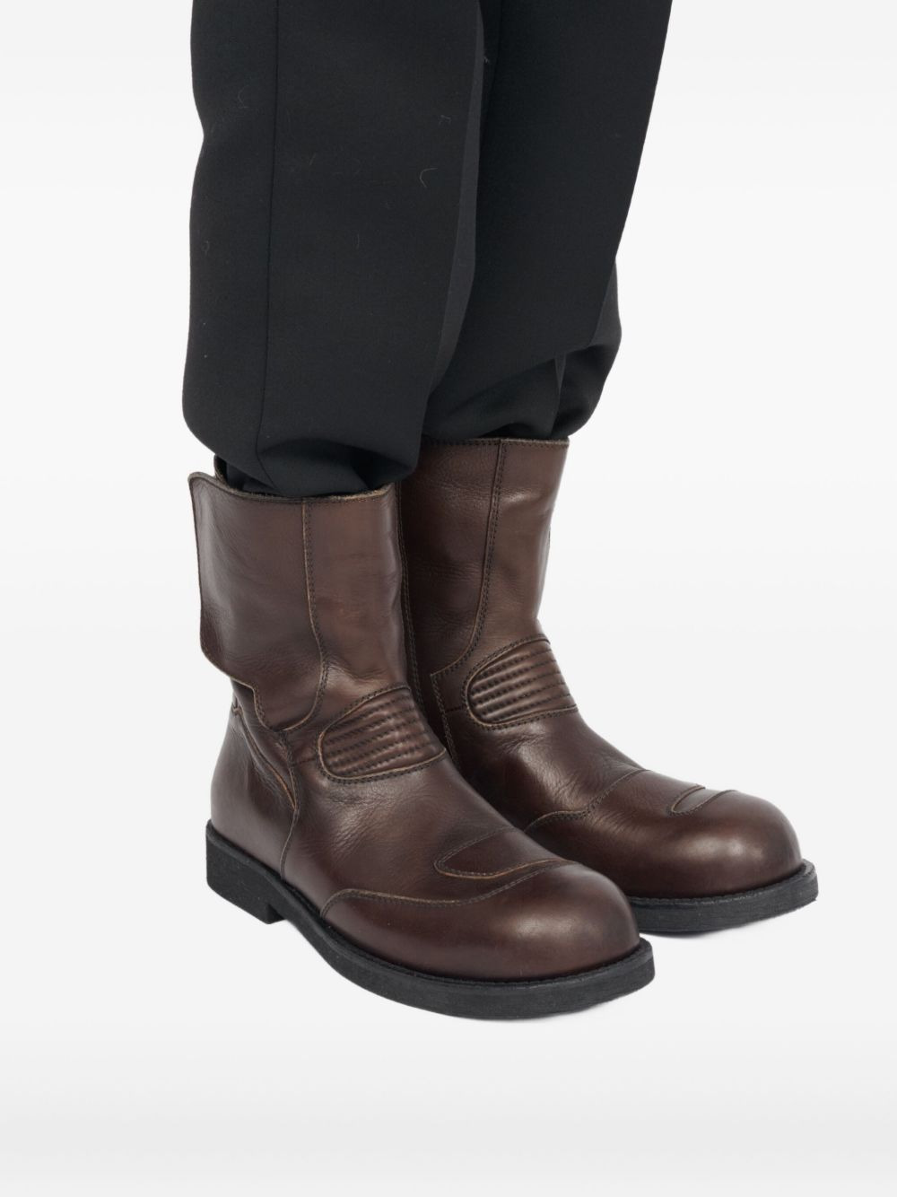 chunky-heeled leather ankle boots - 6
