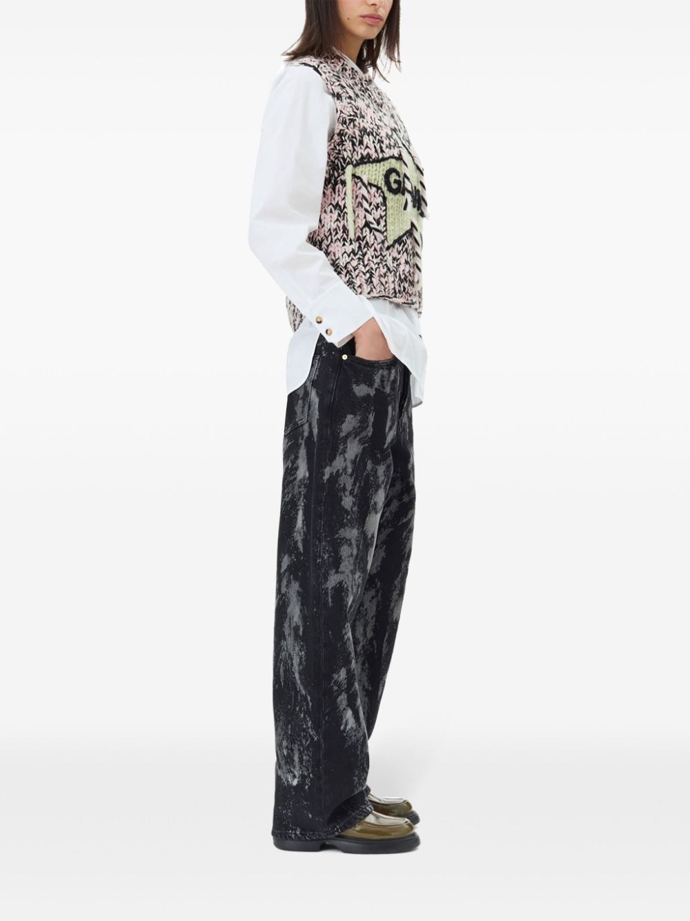 painterly-print palazzo trousers - 3