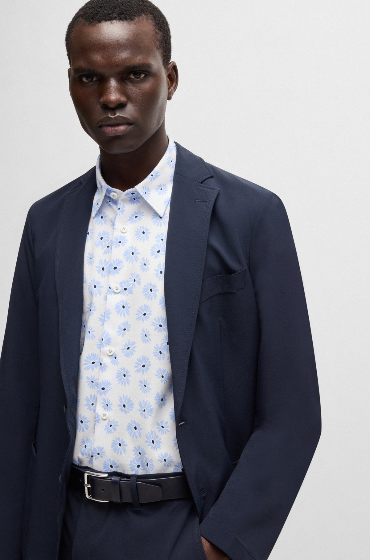 SLIM-FIT SHIRT IN A FLORAL-PRINT COTTON BLEND - 6