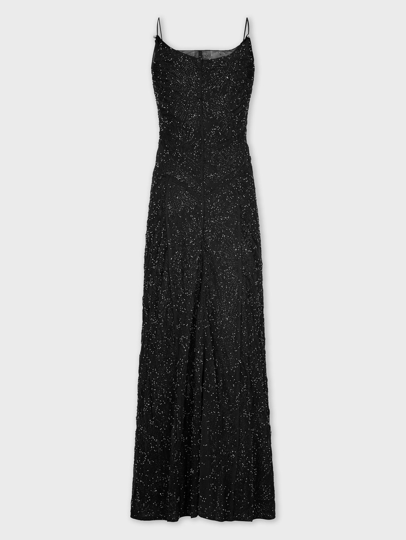 rabanne LONG CREPE DRESS WITH PEARL EMBROIDERY outlook