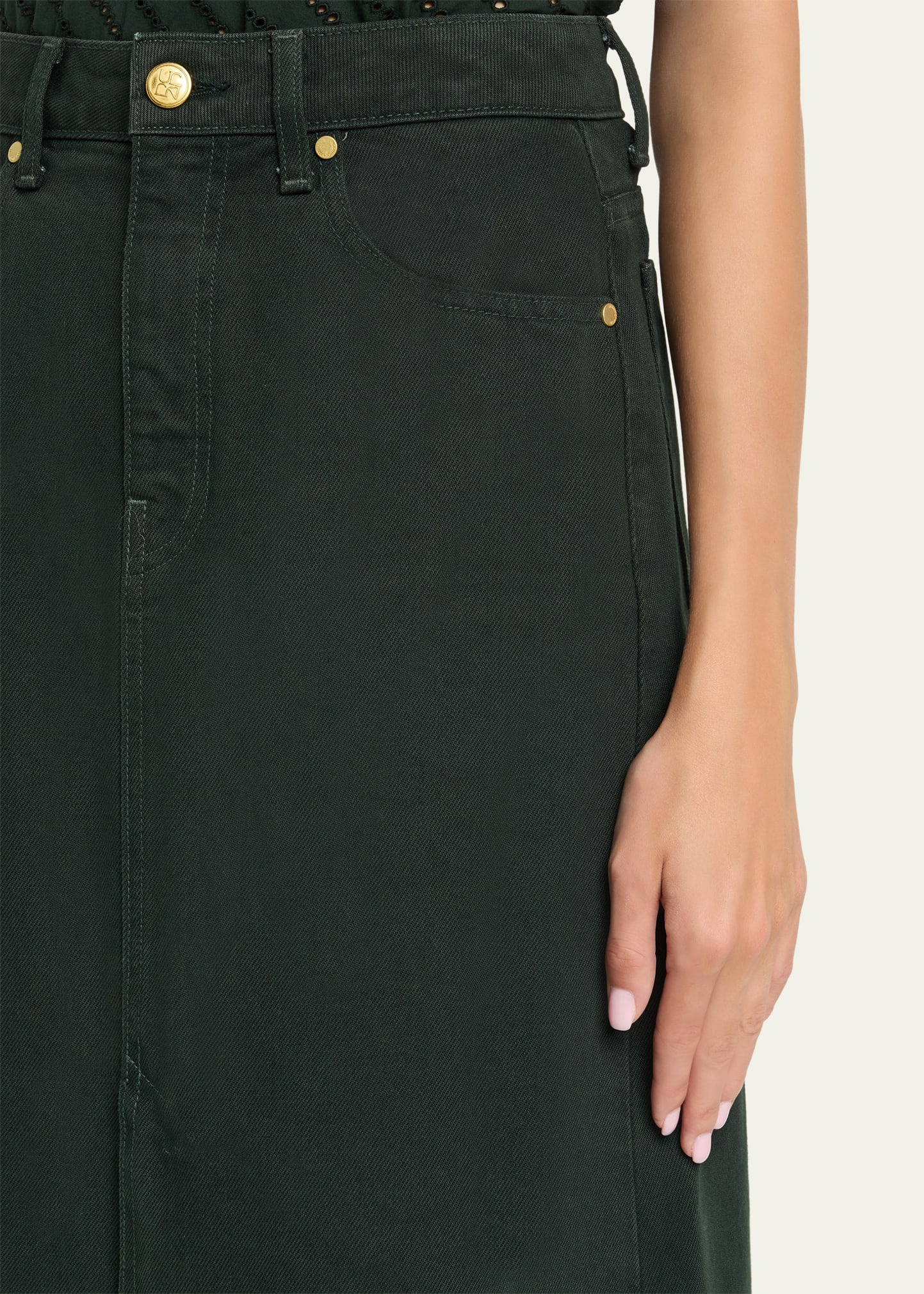 The Anais Denim Mid-Rise Maxi Skirt - 5