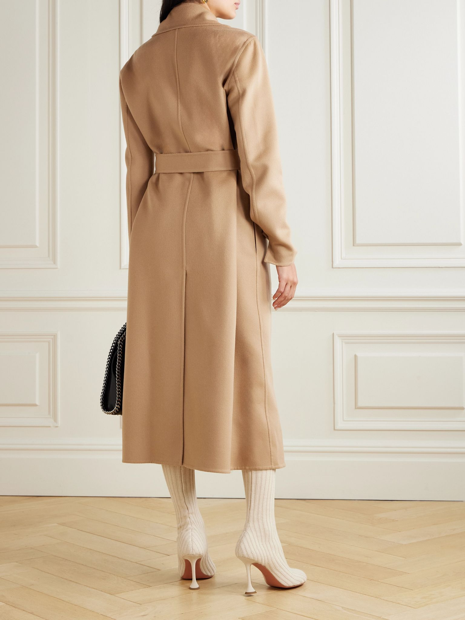 Belted wool coat Tan - 3