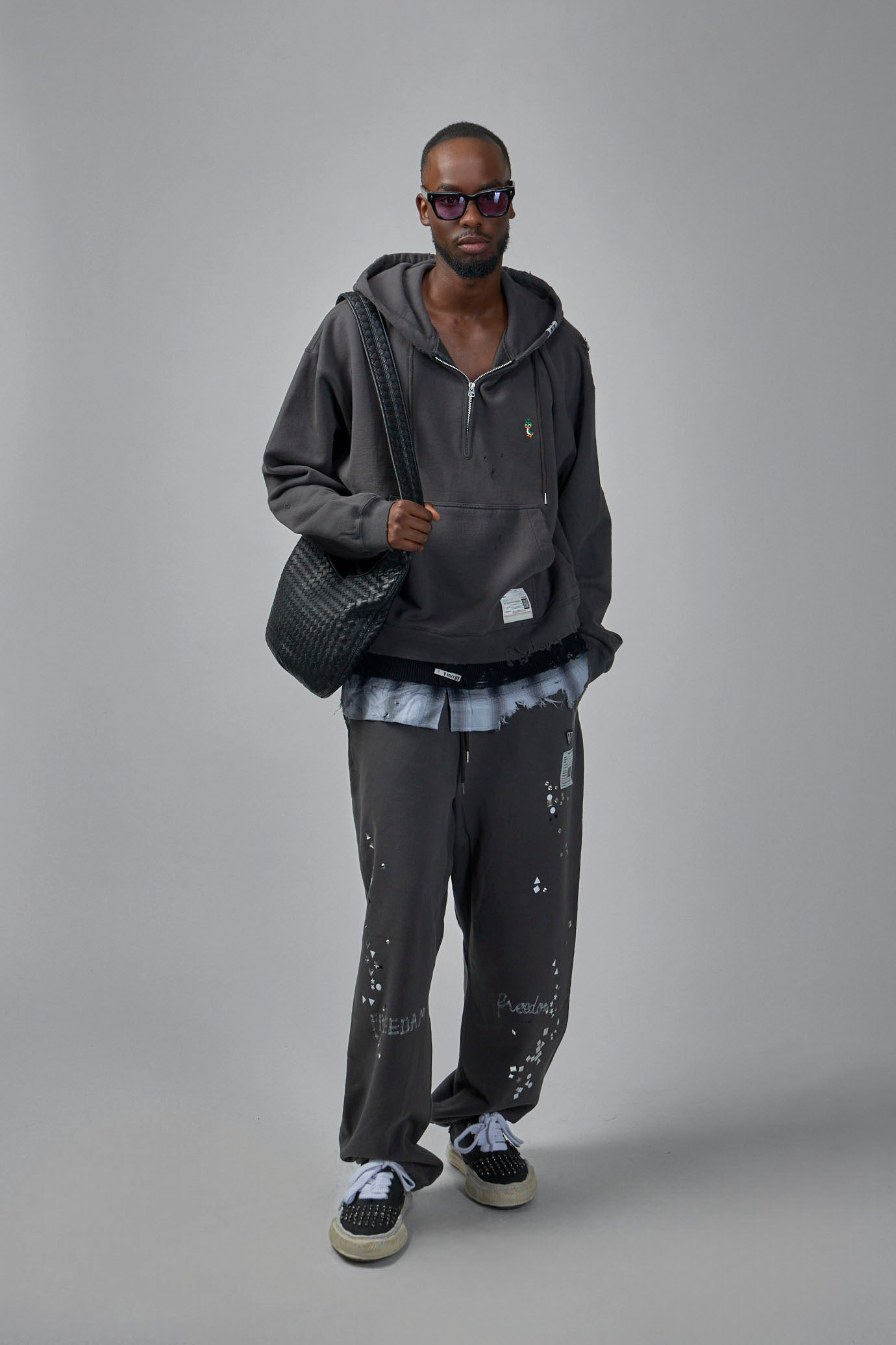 Embellished Distressed Sweat Pants - 2