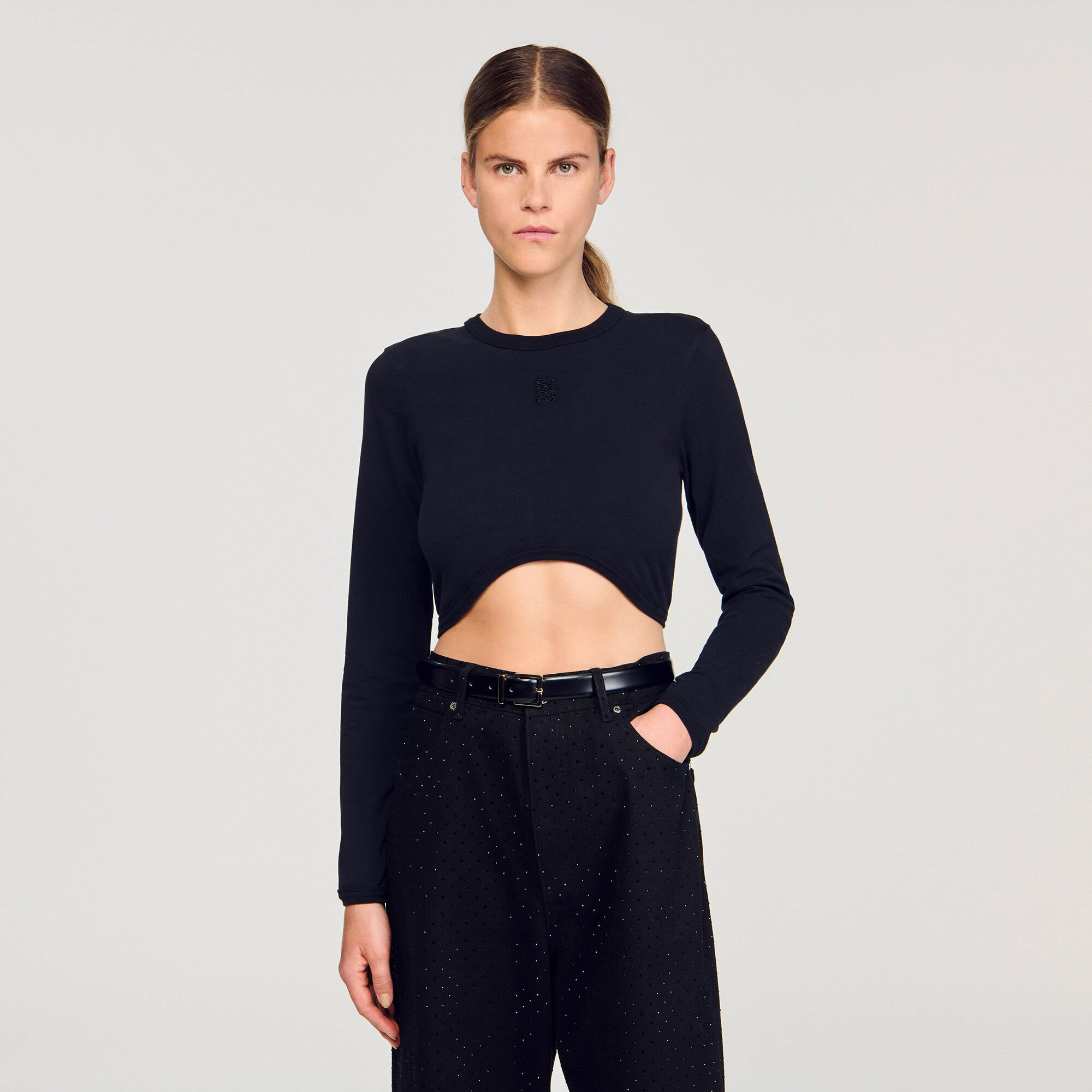 CROPPED EMBROIDERED T-SHIRT - 4