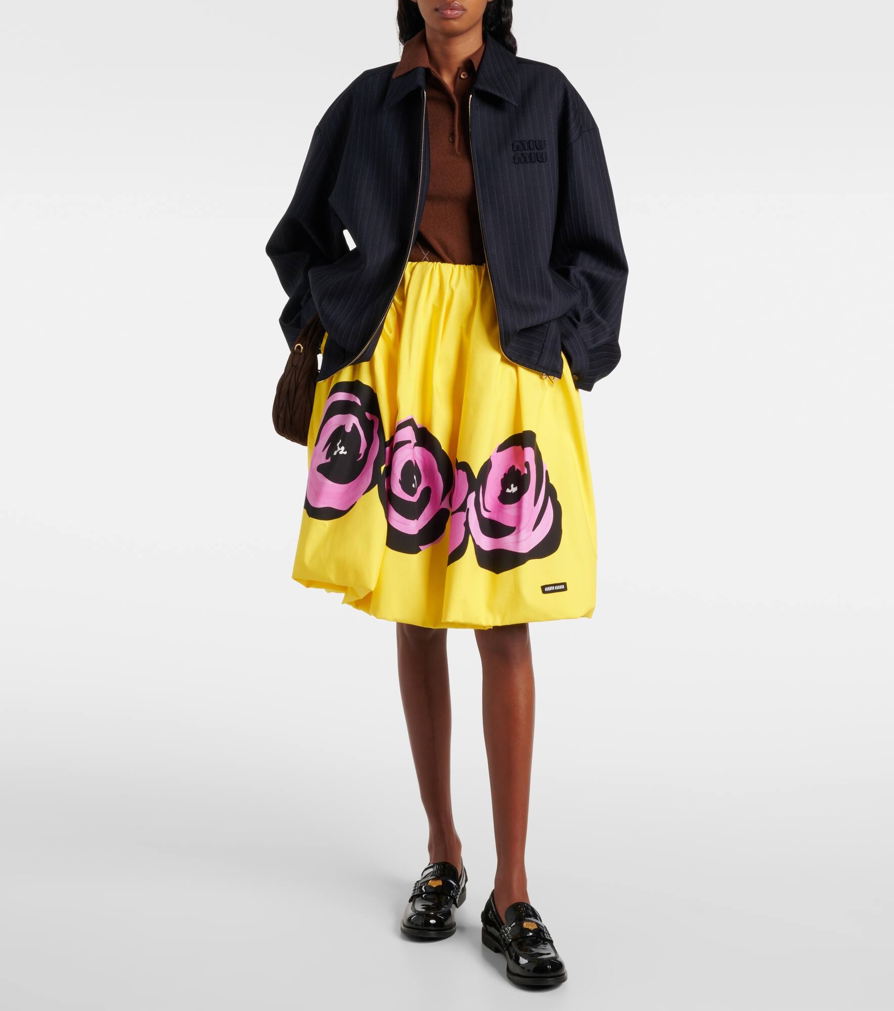 Floral poplin and jersey midi skirt - 2