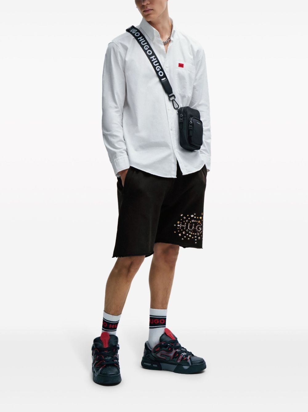 logo-print cotton track shorts - 2