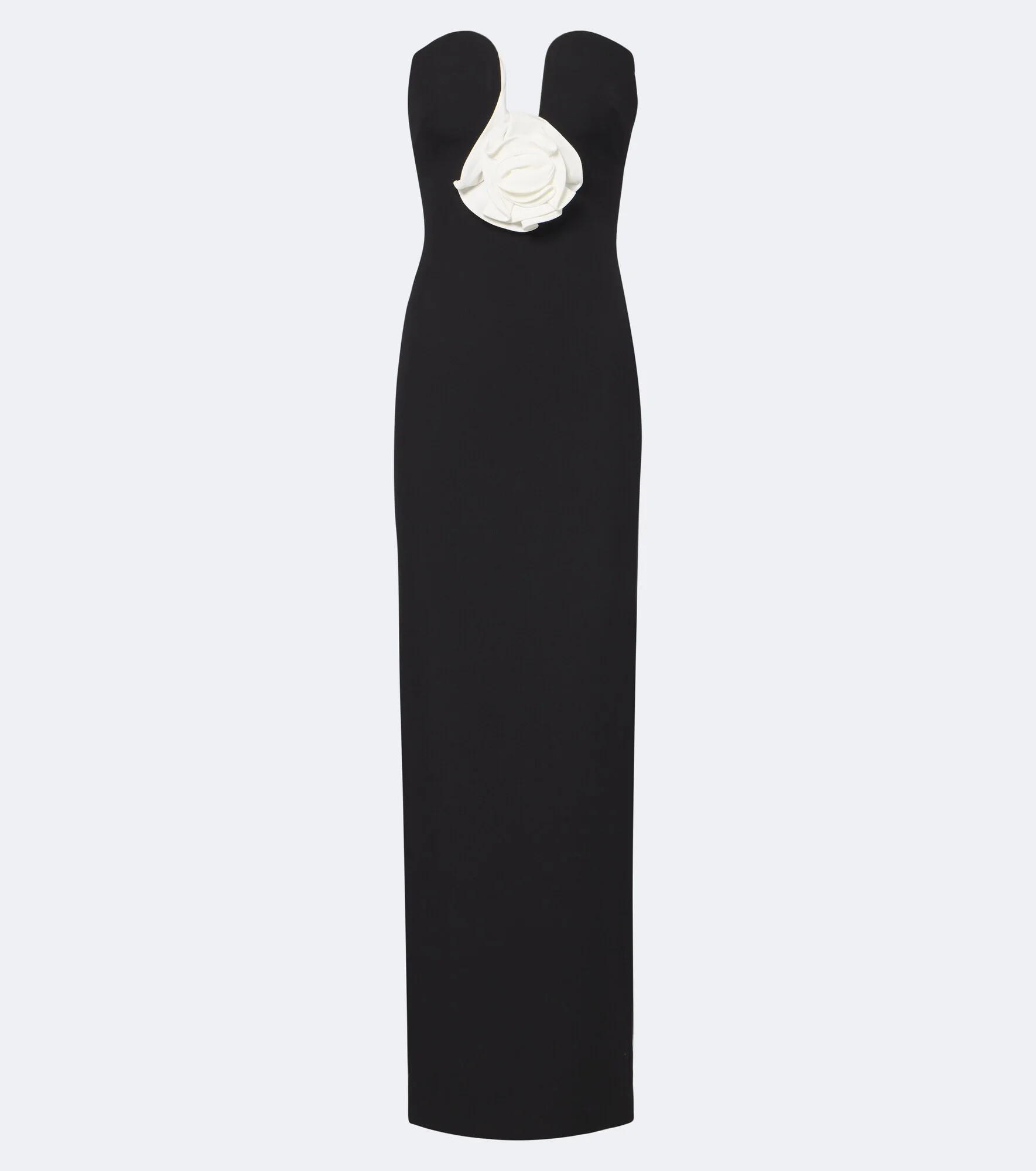 Floral-appliqué crêpe bustier gown - 1