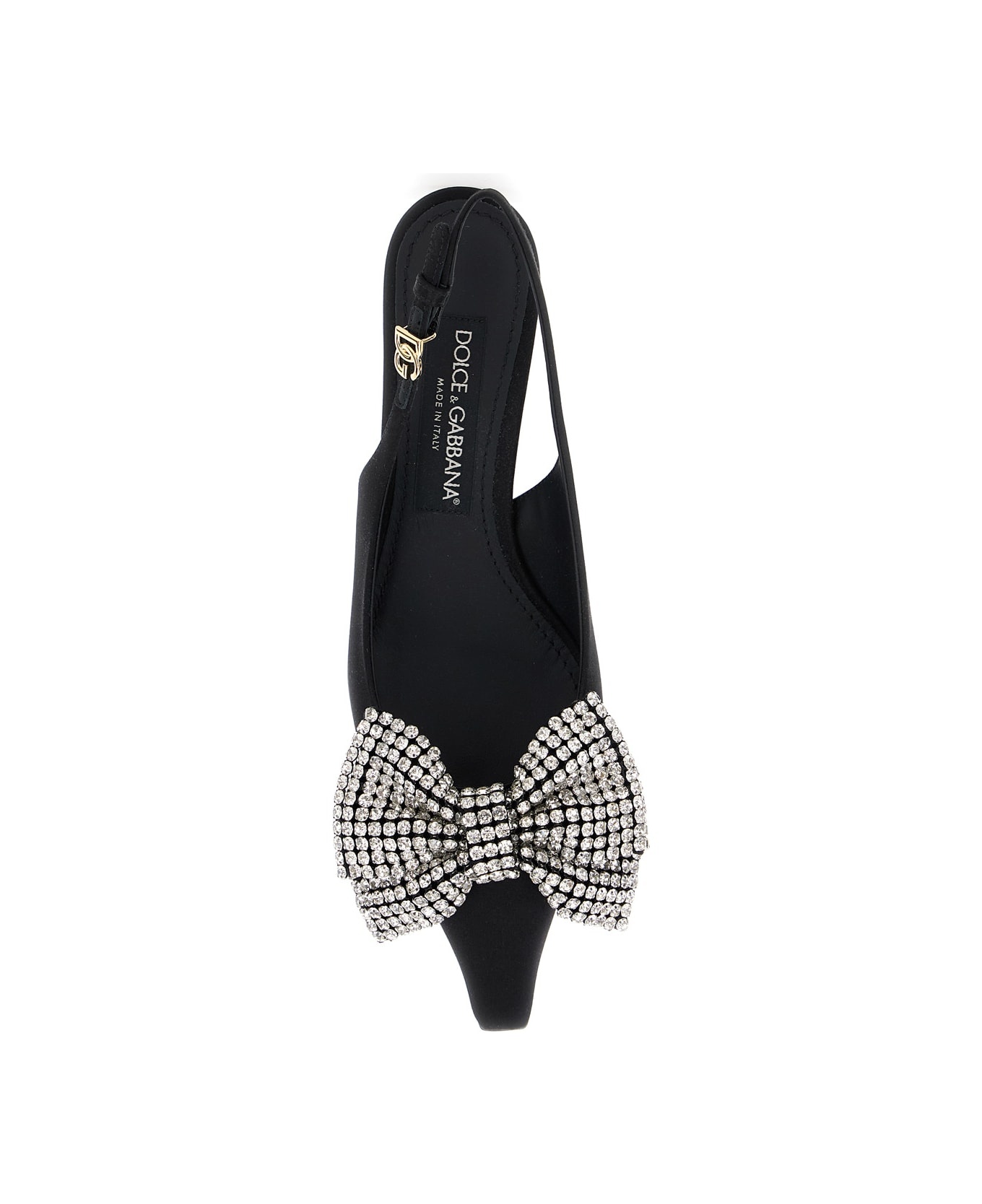 Satin Sling-back With Rhinestone Embroidery - 4
