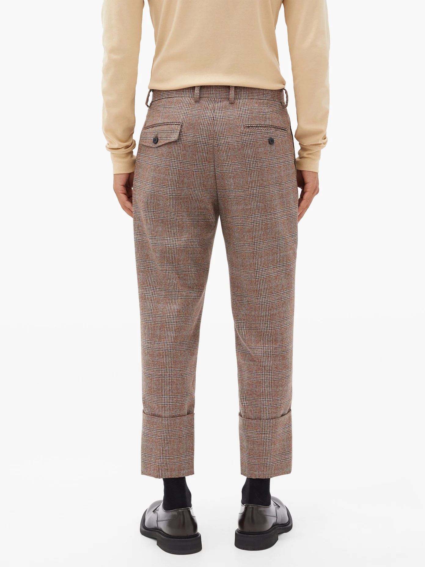 Cropped houndstooth-wool tailored trousers - 5