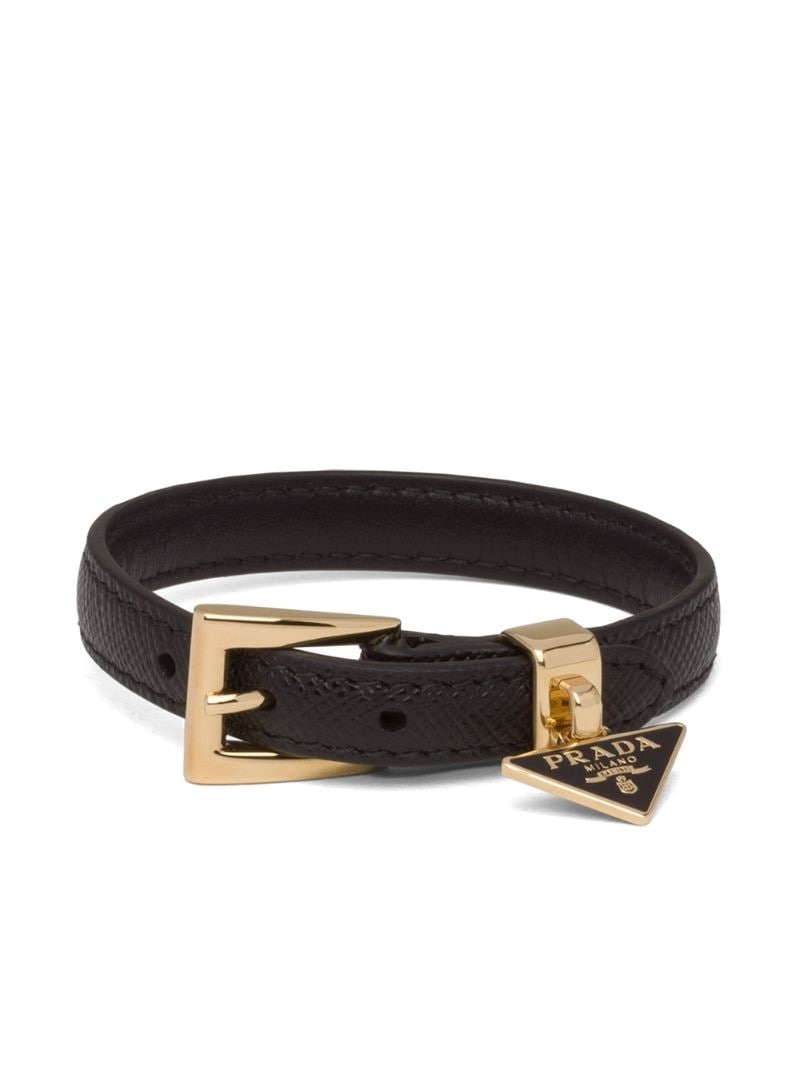 triangle-logo leather bracelet - 1