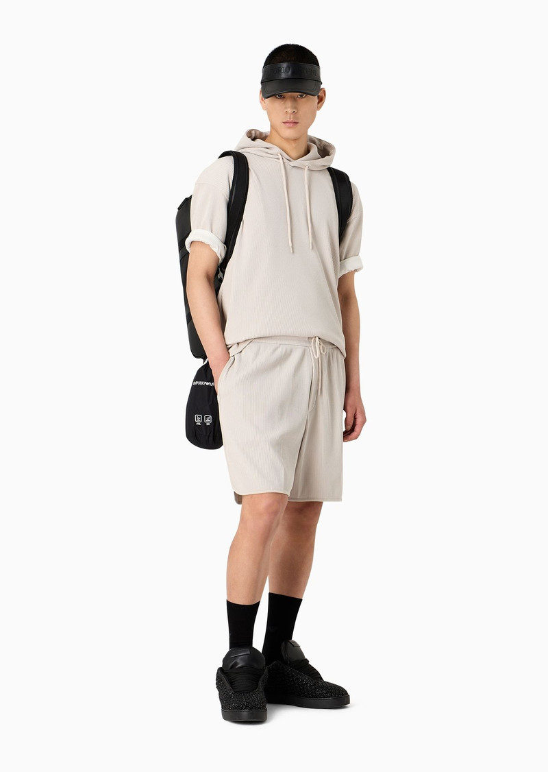 EMPORIO ARMANI Comfort-fit drawstring Bermuda shorts in canneté jersey outlook