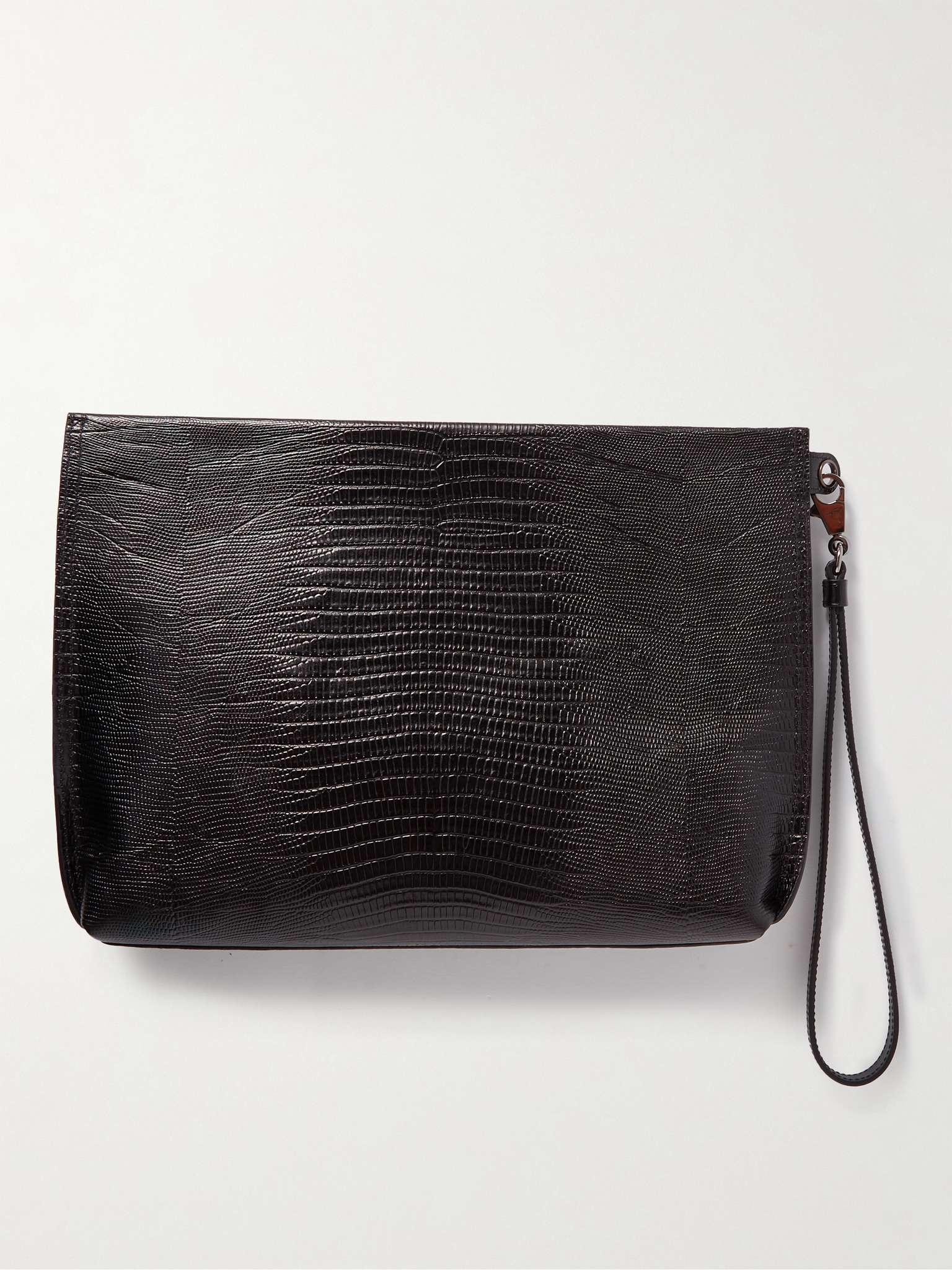 City Spiked Croc-Effect Leather Pouch - 4