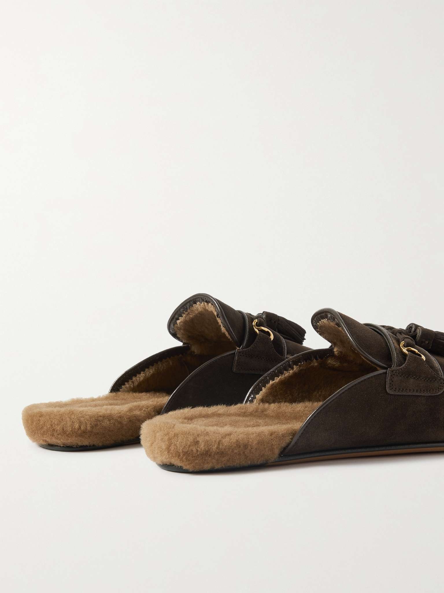 Stephan Shearling-Lined Suede Tasselled Backless Loafers - 5