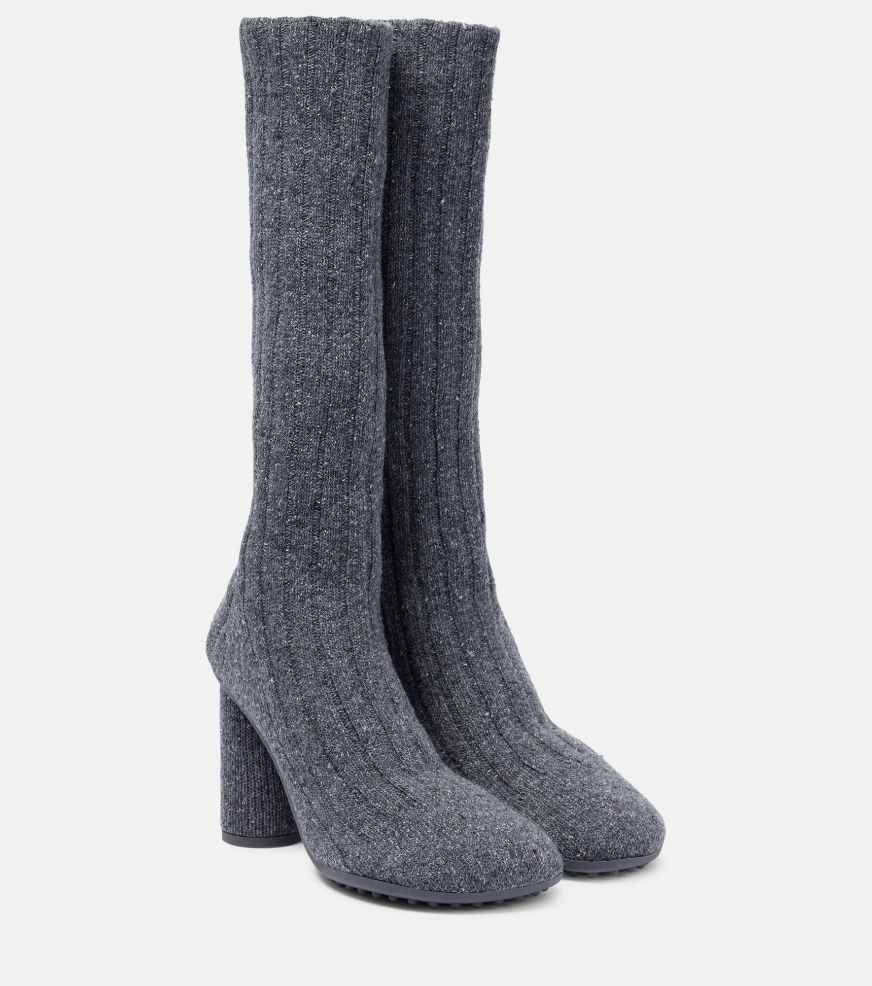 Wool-blend knee-high sock boots - 1