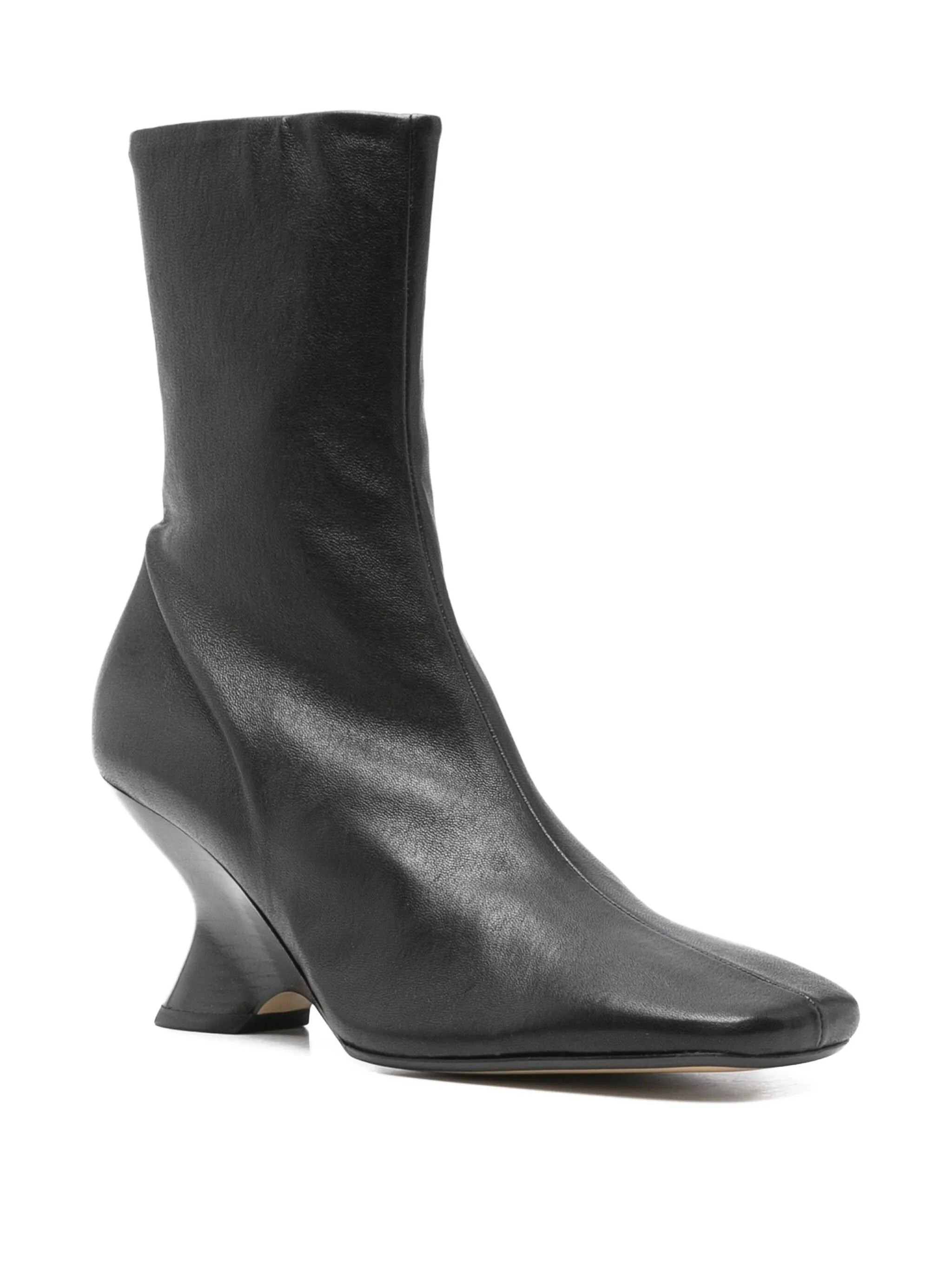 leather sculpted-heel ankle boots - 2