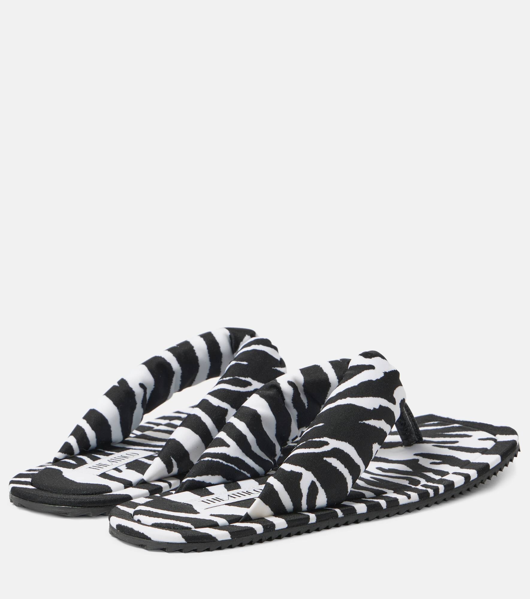 Indie zebra-print satin thong sandals - 3