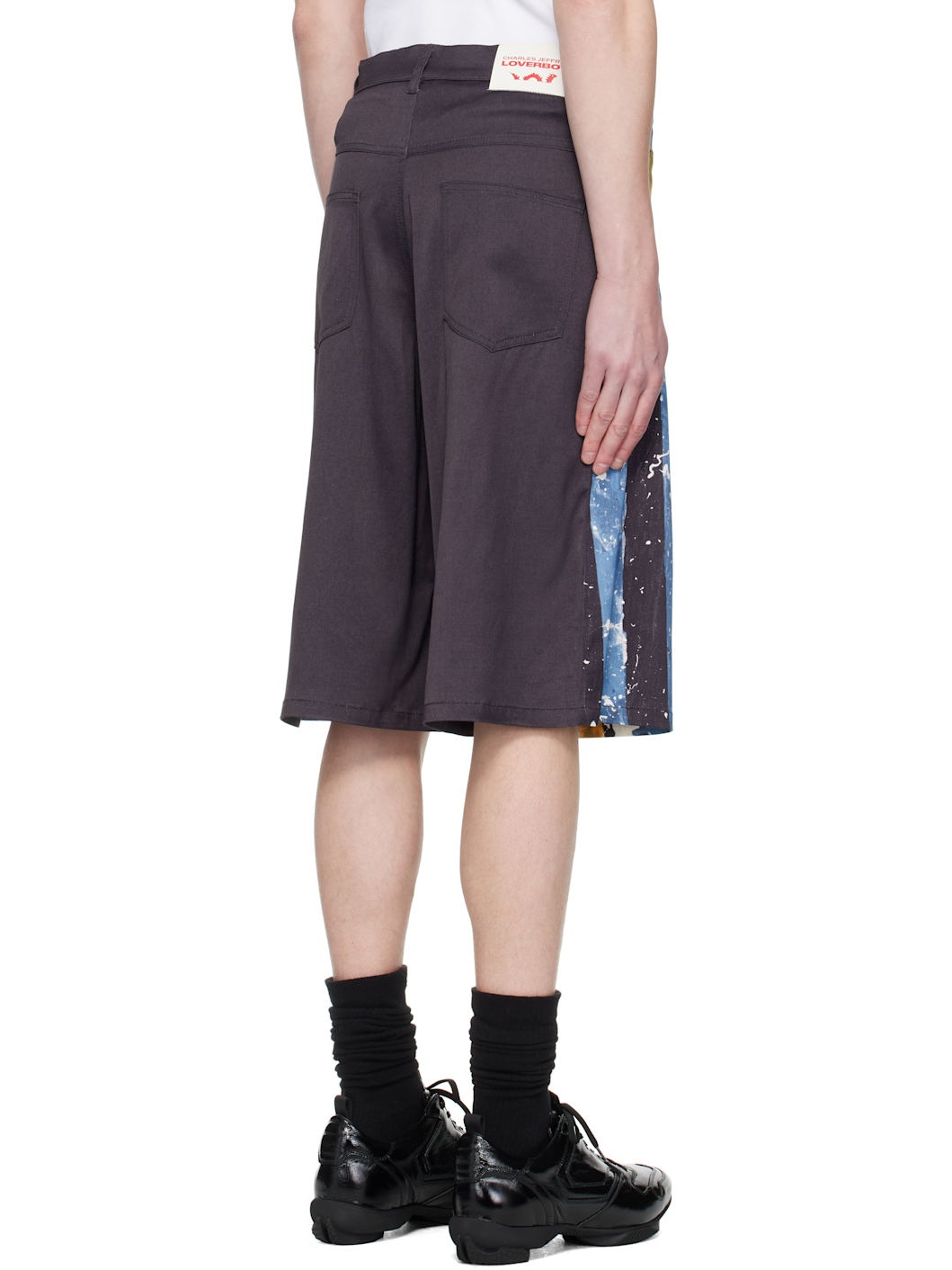 Navy & Blue Silky 'Denim' Shorts - 3