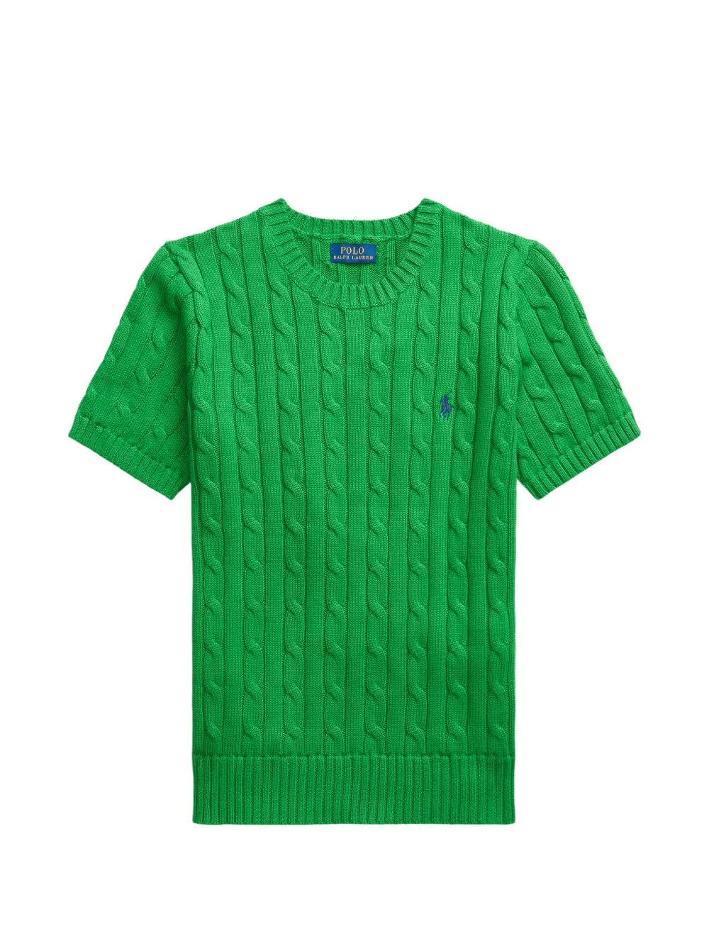 cable-knit short-sleeved sweater - 1