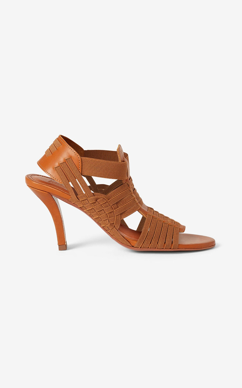 Greek heeled leather sandals 1
