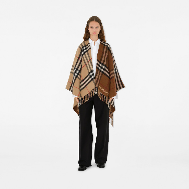 Burberry Contrast Check Wool Cashmere Cape outlook