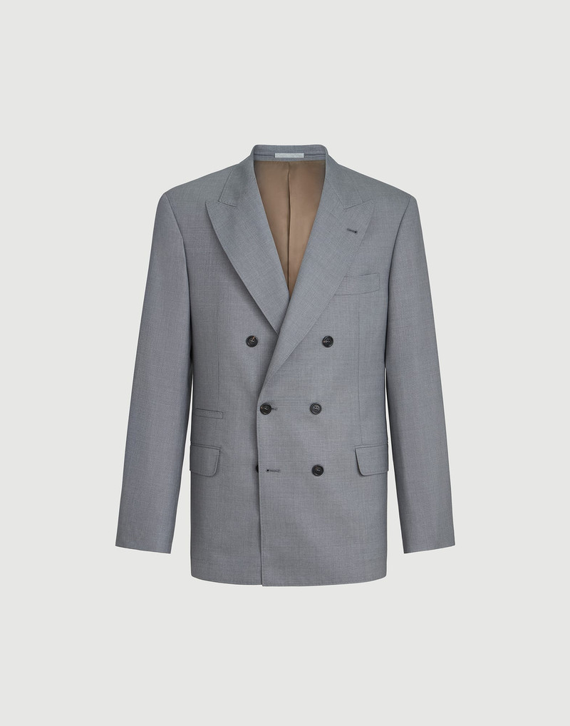 Virgin wool and silk lightweight hopsack one-and-a-half breasted blazer 1