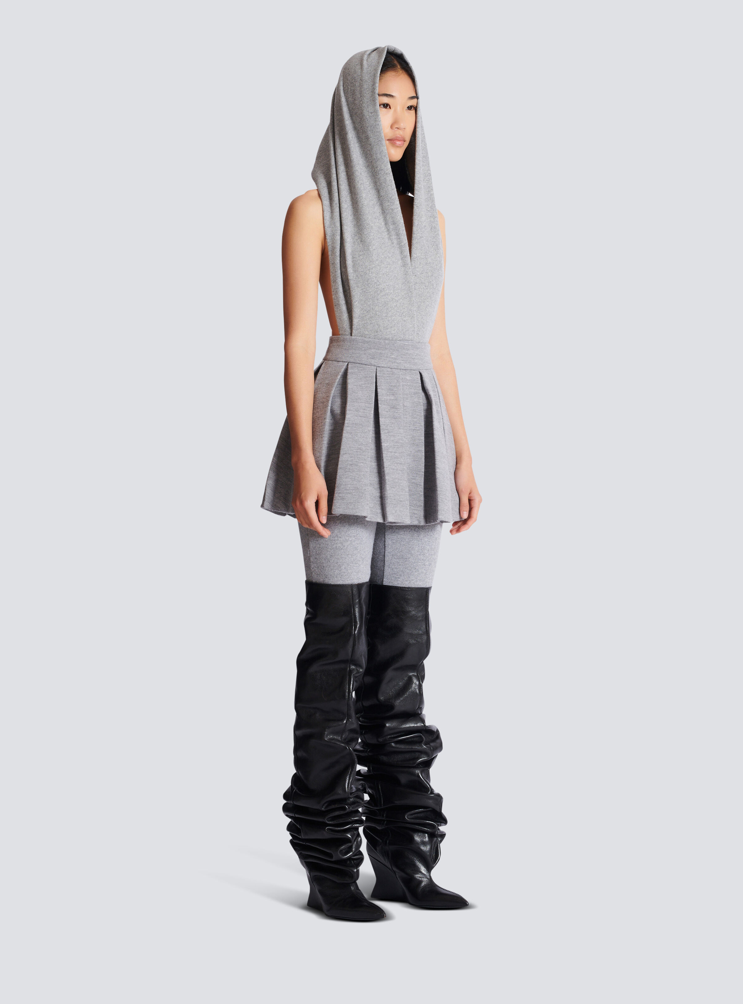 Short pleated cotton knit skirt - 3