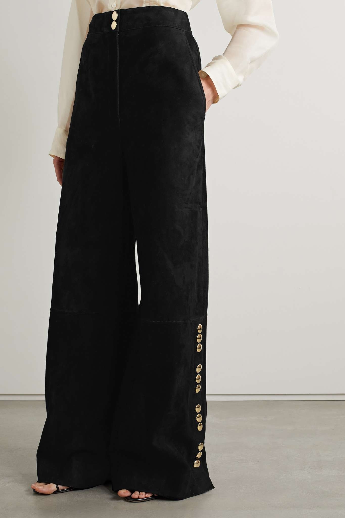 Krisla embellished suede wide-leg pants - 3