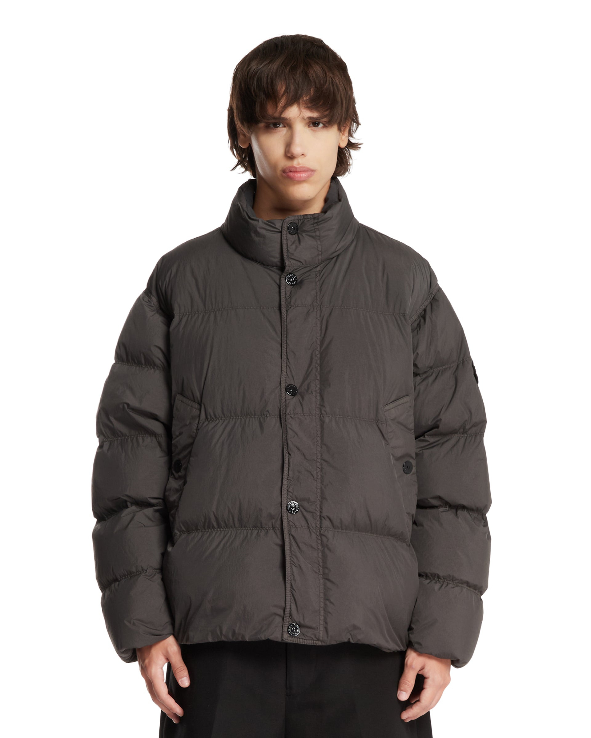 Gray Short Quilted Puffer Jacket - 1