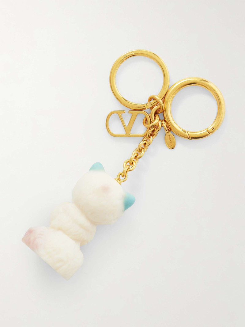 Valentino Le Chat De La Maison Gold-Tone and Plastic Key Fob outlook