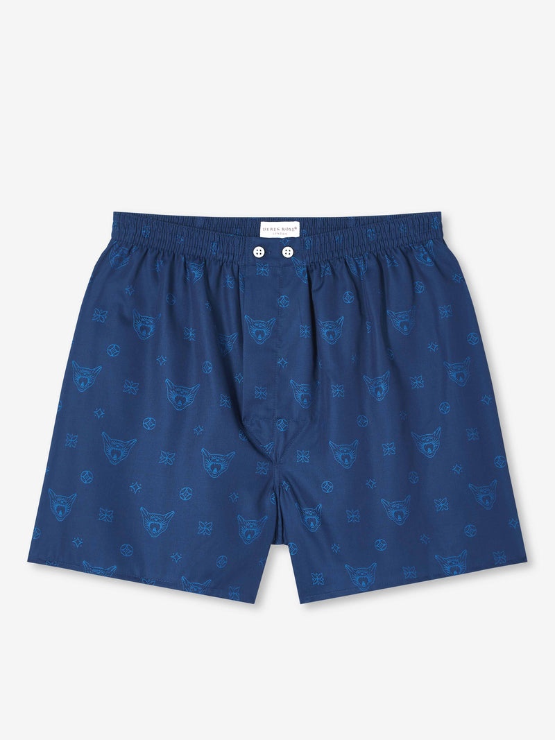 Men's Classic Fit Boxers Paris 24 Cotton Jacquard Navy - 1