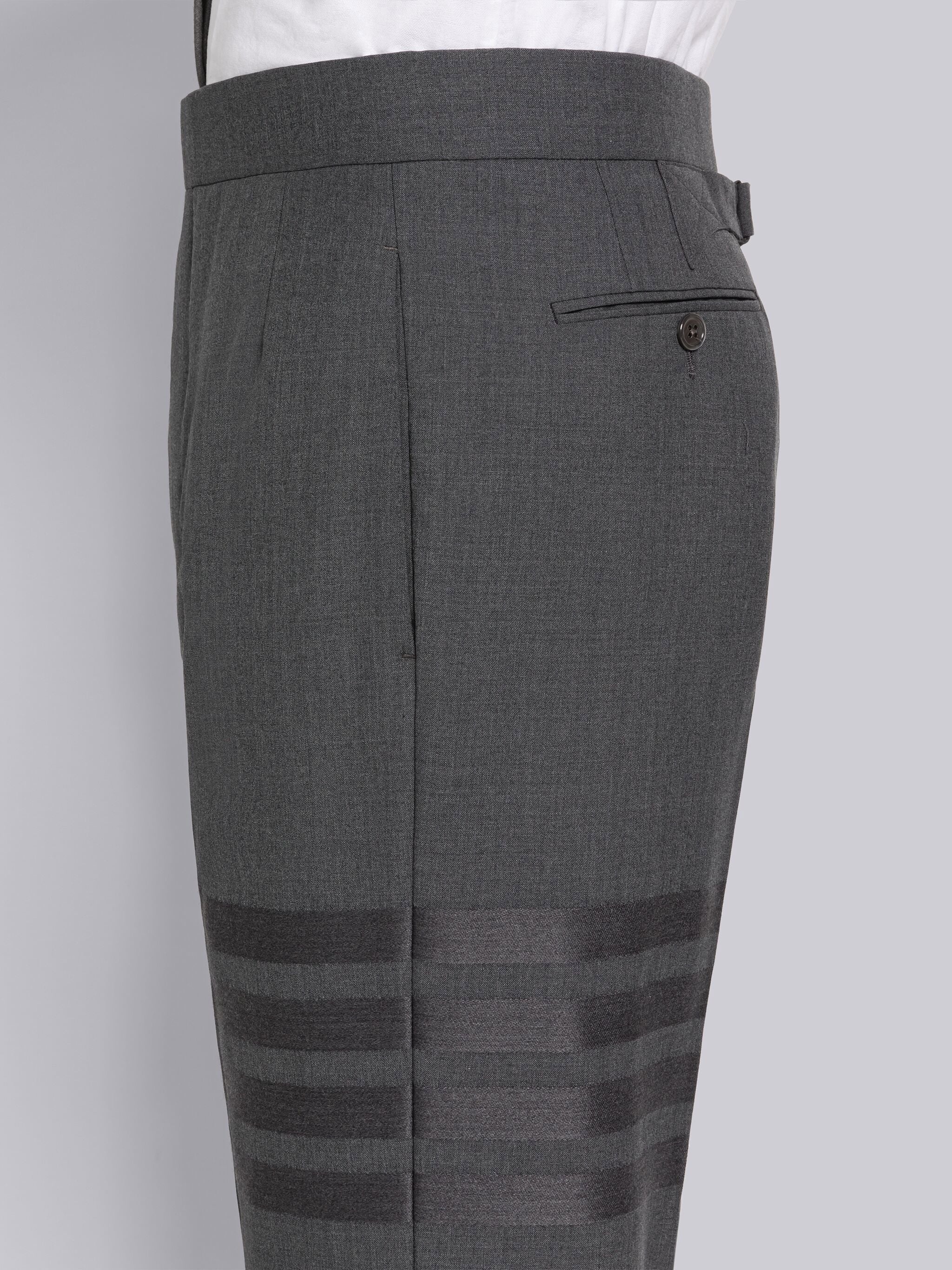 PLAIN WEAVE SUITING 4-BAR CLASSIC BACKSTRAP TROUSER - 5