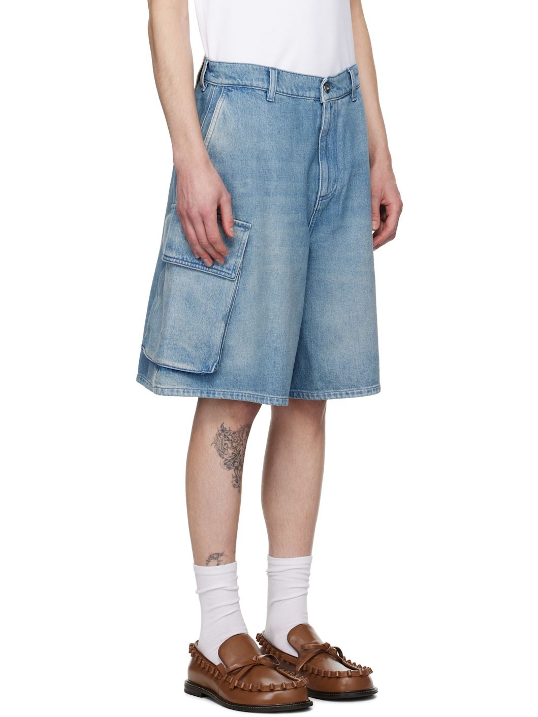 Blue Cargo Denim Shorts - 2
