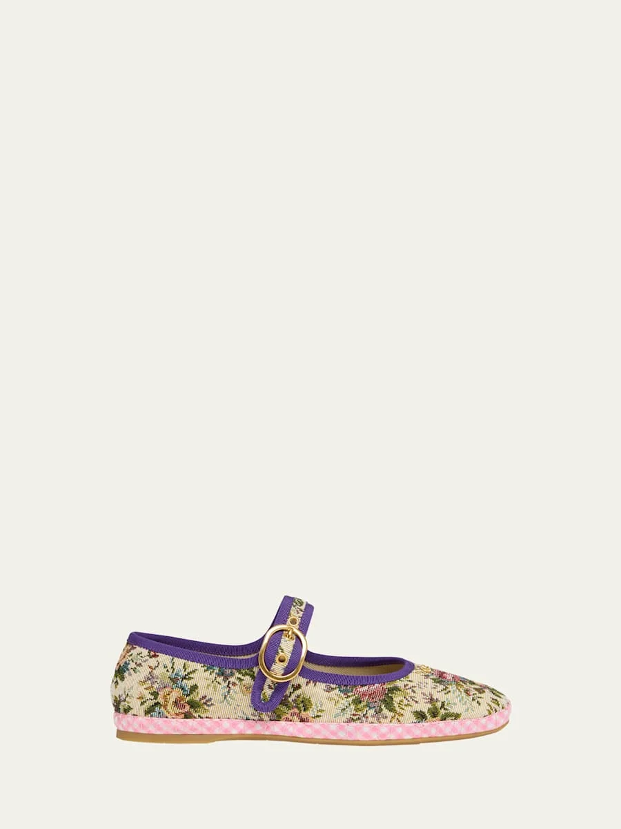 Endouce Brocade Floral Ballet Flats - 1