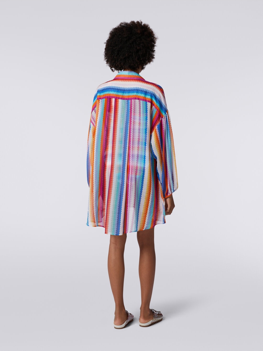 Chemisier blouse in zigzag print silk and cotton - 4