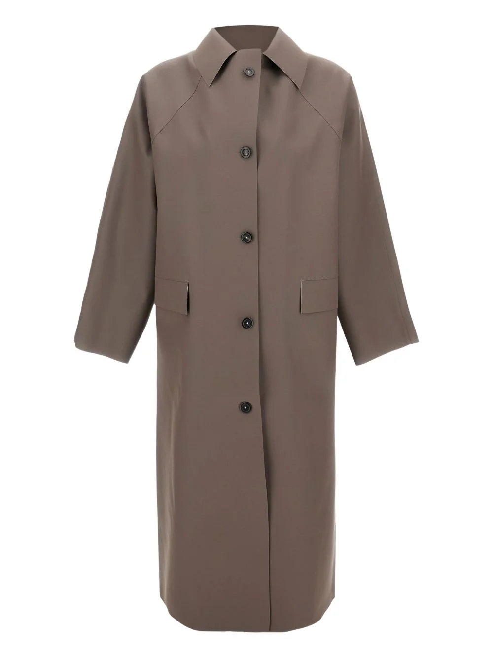 flap-pocket trench coat - 1