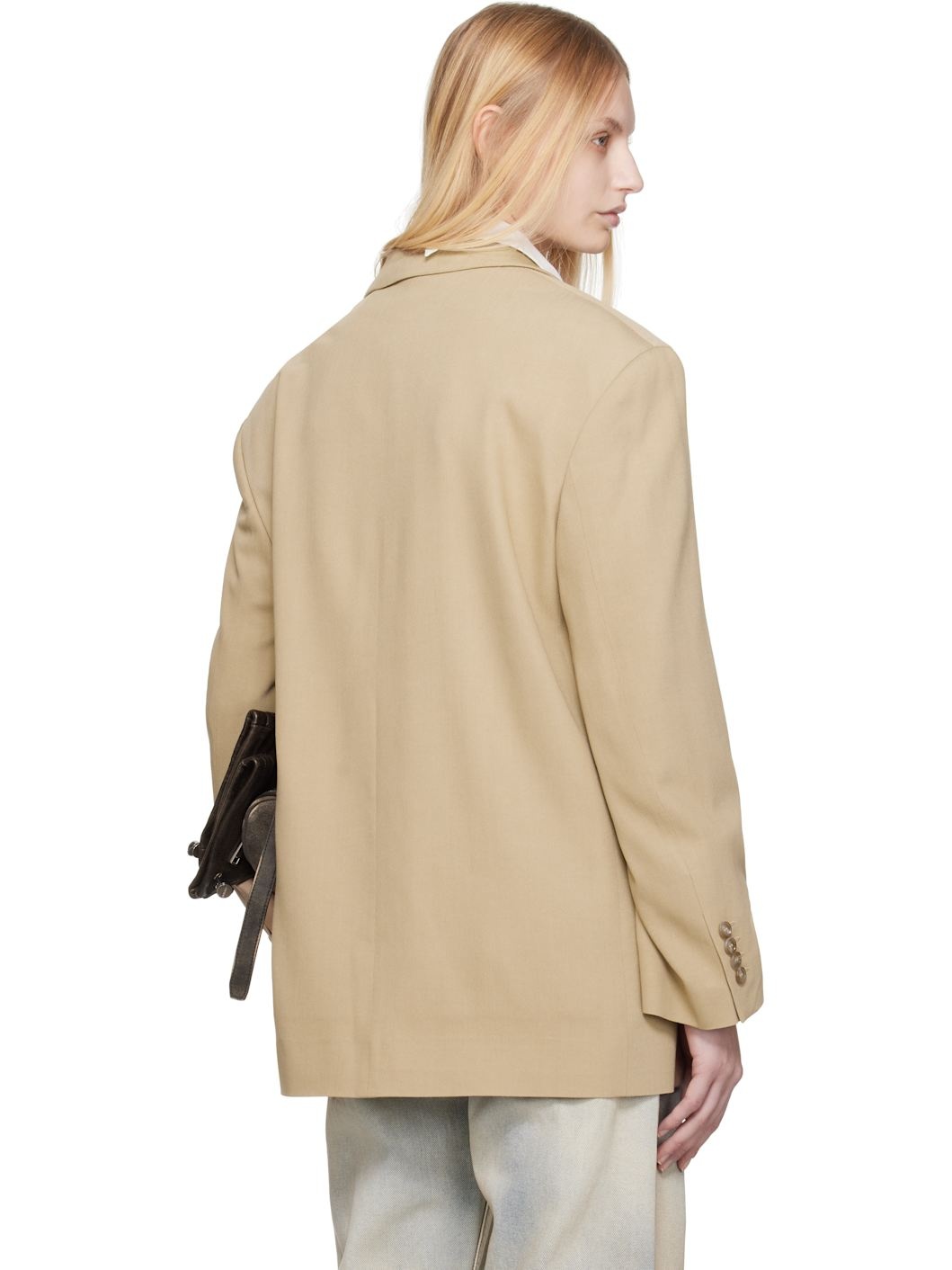 Beige Relaxed Fit Blazer - 3
