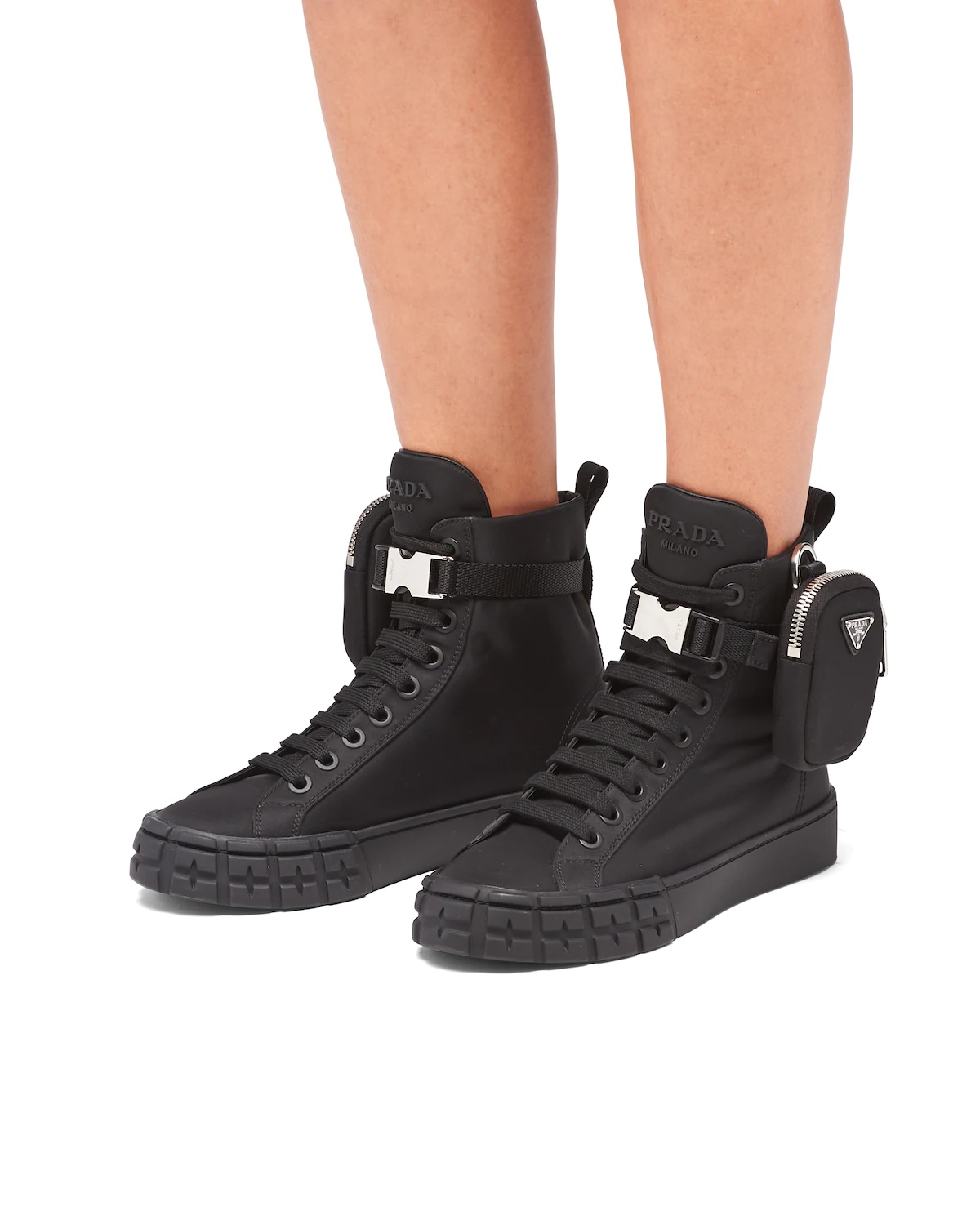 Black Re-nylon Gabardine High-top Sneakers