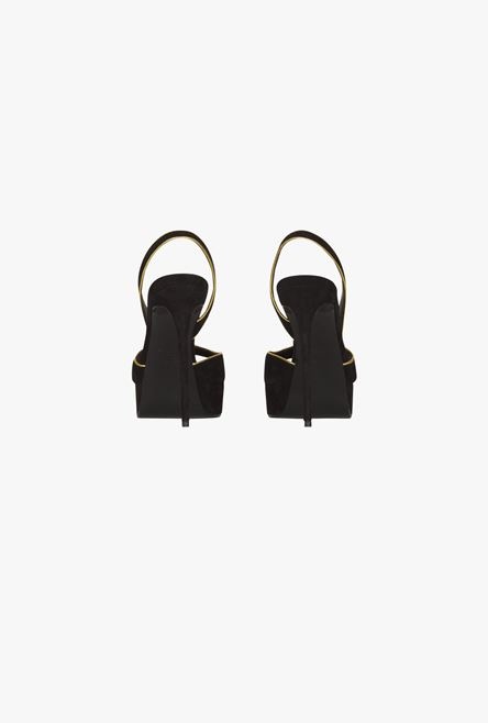 Black and gold suede Uta sandals - 3