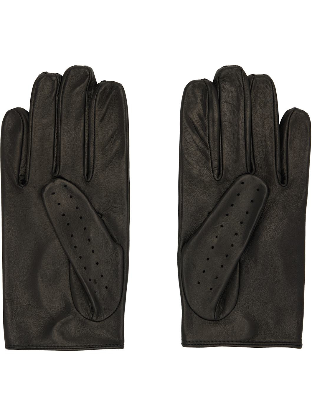Black Leather Driving Gloves - 2
