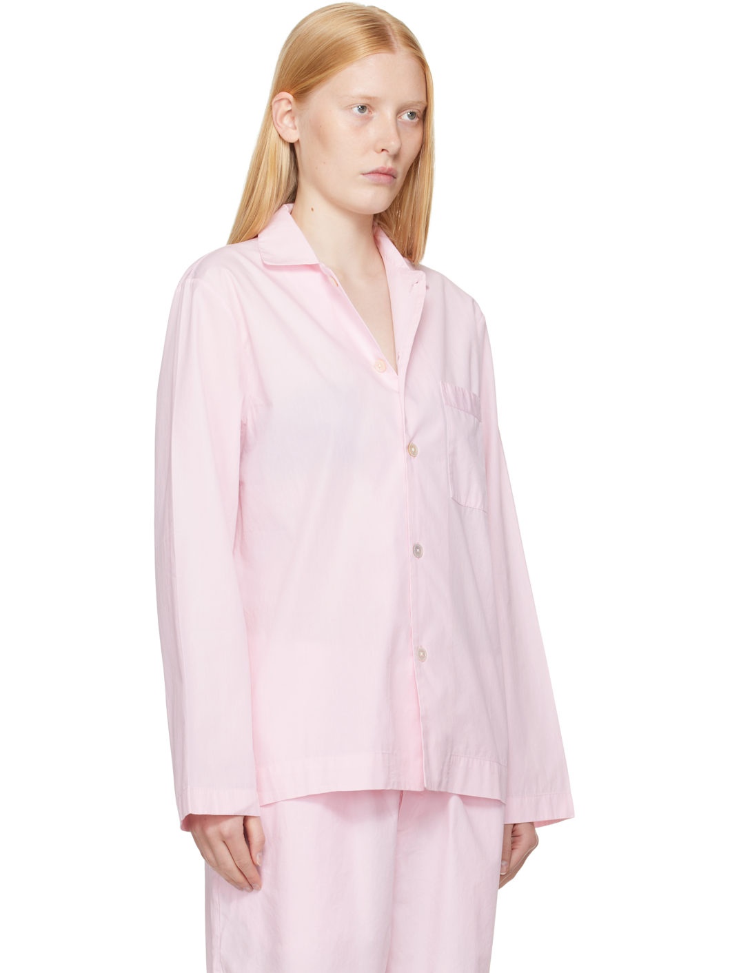 Pink Poplin Long-Sleeved Pyjama Shirt - 2