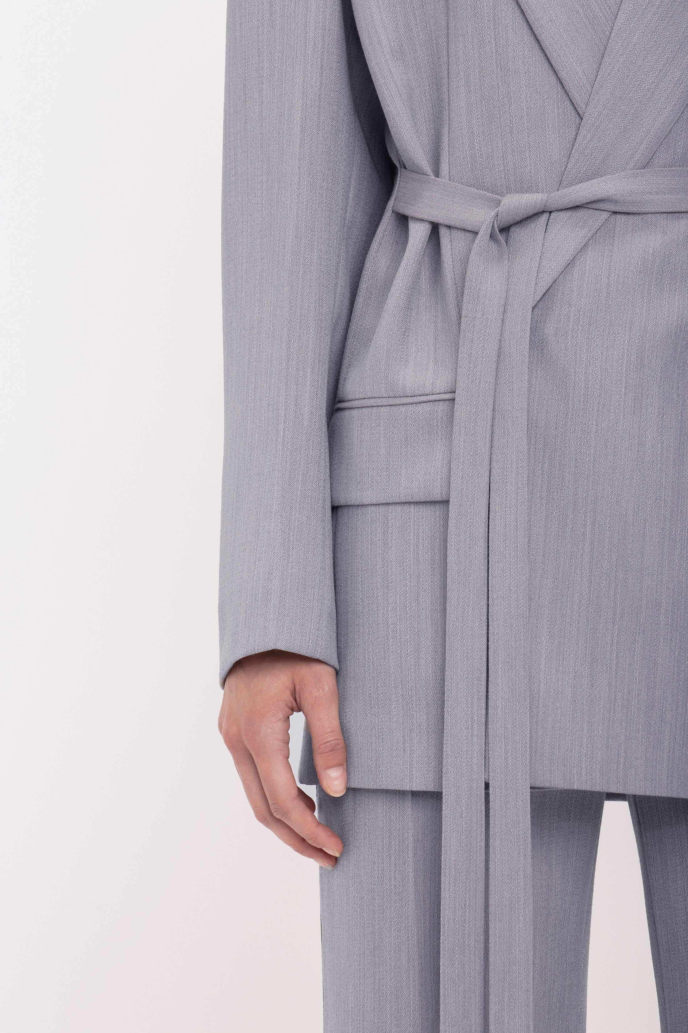 Tailored Belted Jacket In Quartz - 5