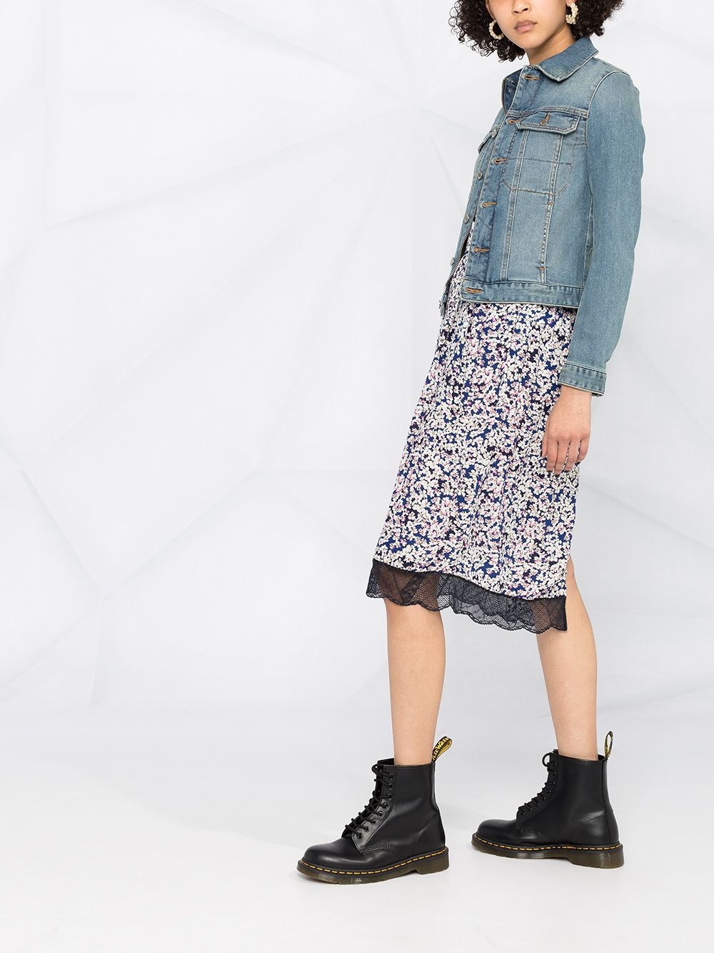 button-front denim jacket - 6