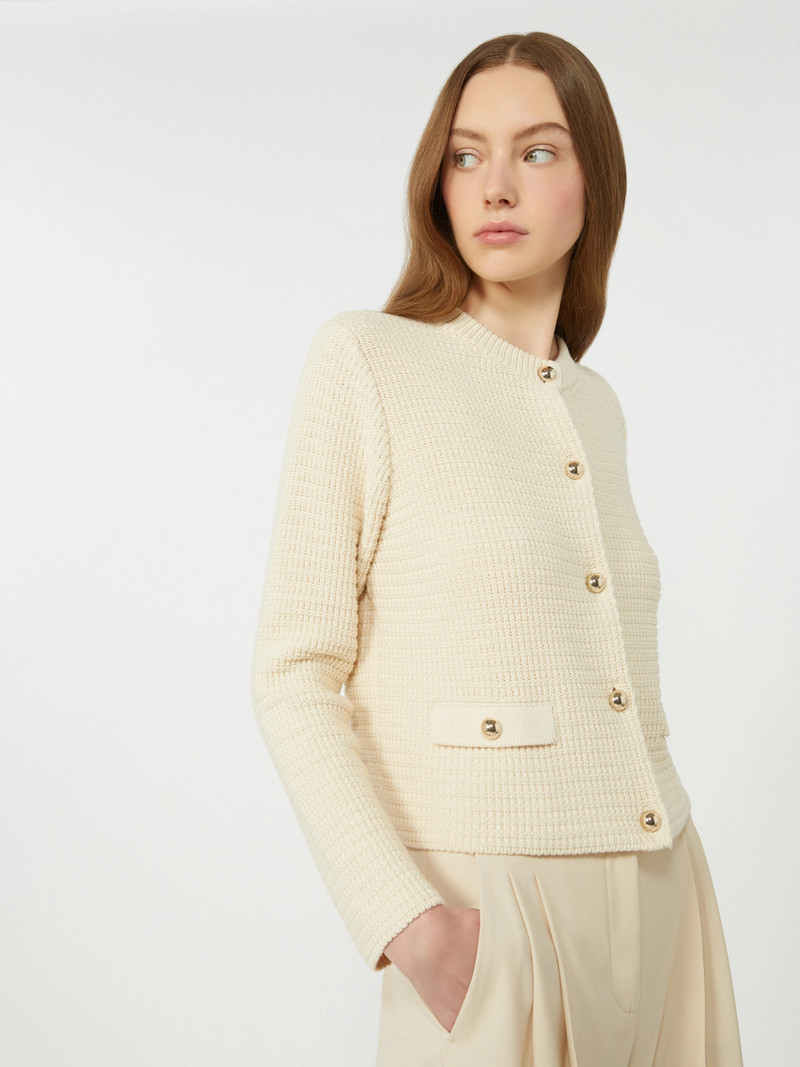 VODKA Cropped cotton cardigan - ECRU 5