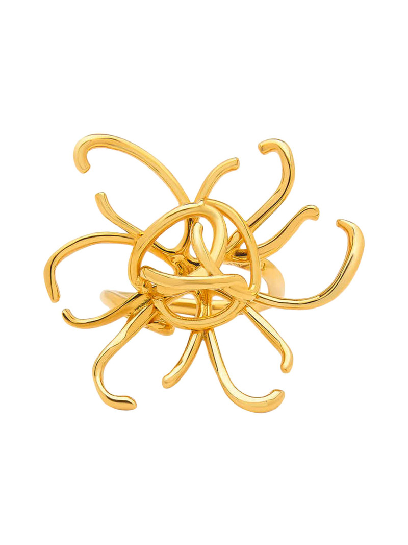 Women's O Wire Flower 24K-Gold-Plated Brass Ring - Gold 1